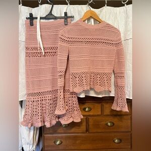 SNIDEL Elegant Pink Crochet Skirt